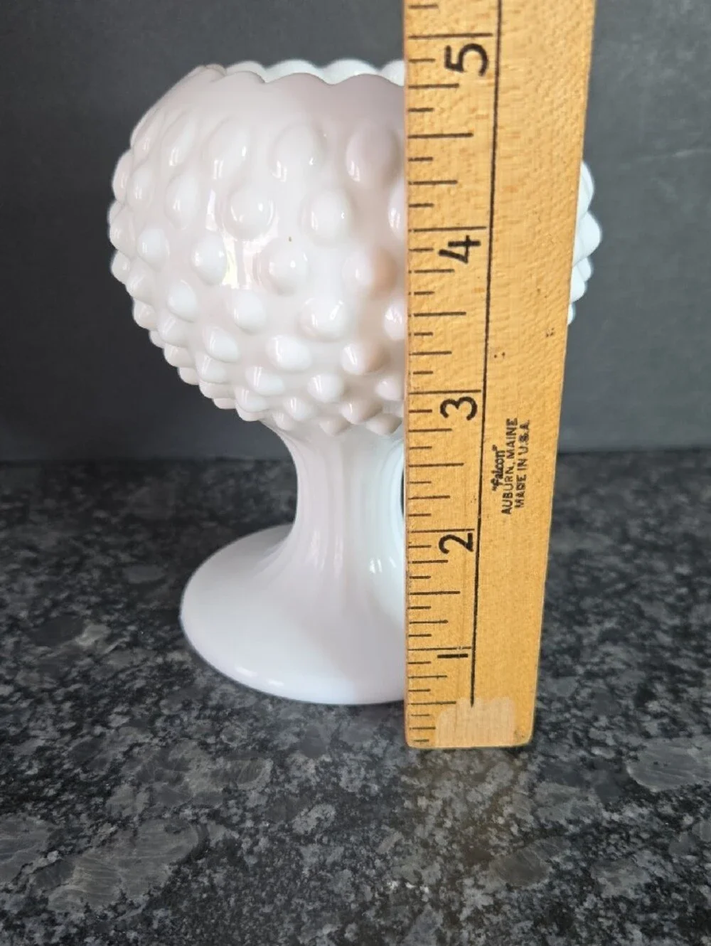 Vintage Fenton White Milk Glass Hobnail Pedestal Rose Bowl Vase